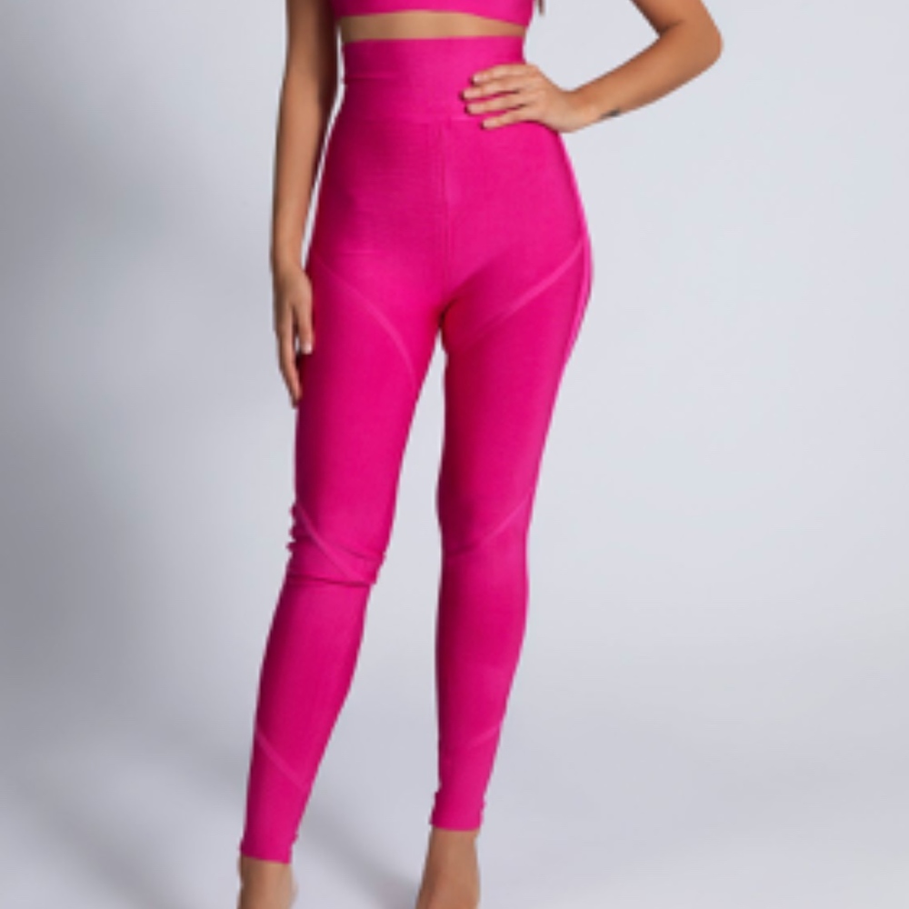 meshki Rowan Bandage Panelled Pants hot pink